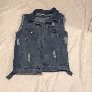 Distressed Jean Vest